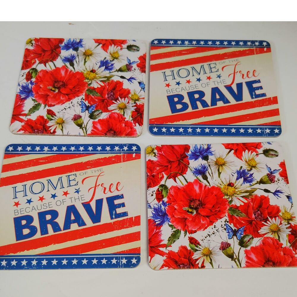 4 VFW Patriotic Promo Coasters Dual‑Sided Charity Mailer Set NEW